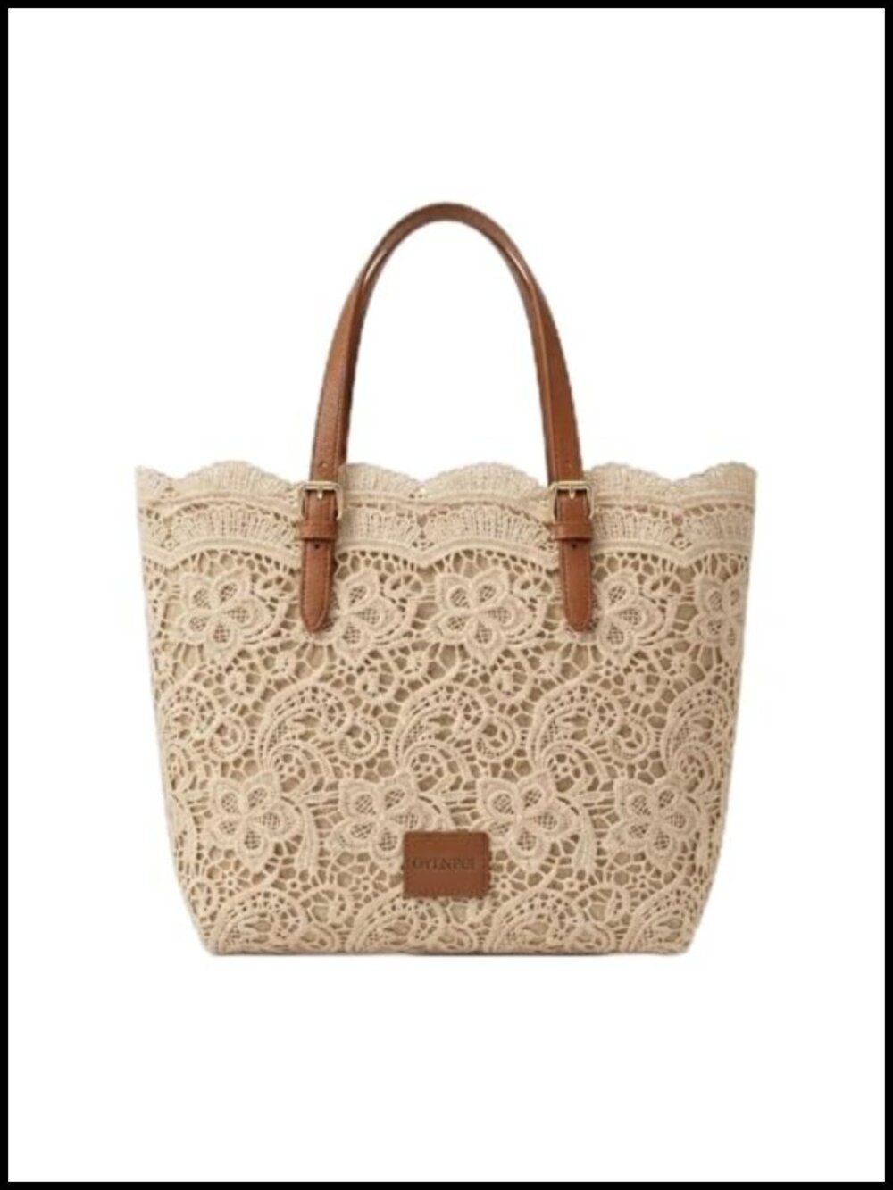 Vintage Lace Shoulder Bag Crochet Kiss Lock Aesthetic Large Tote Purse